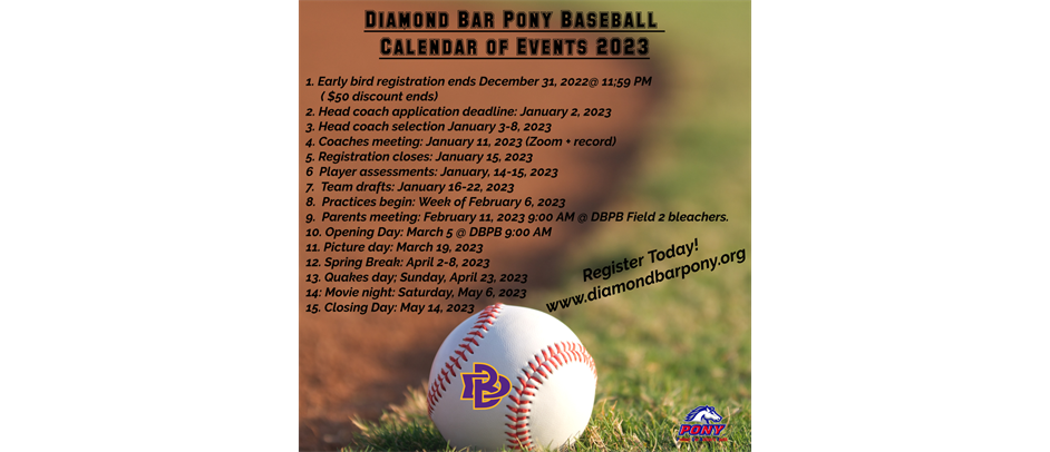CALENDAR OF EVENTS 2023!!